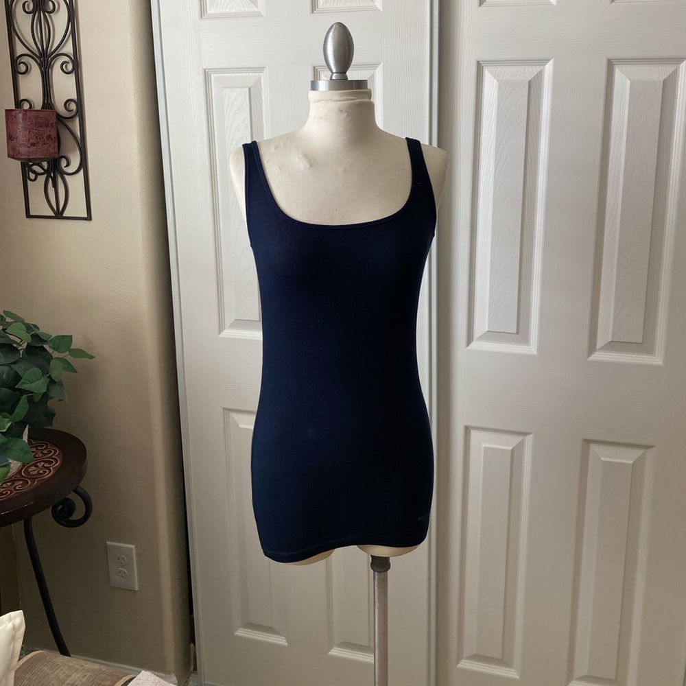 BURBERRY BRIT WOMENS NAVY RIBBED VEST SIZE:XS